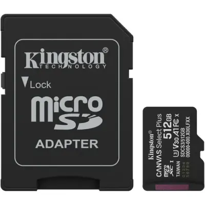 Card de Memorie MicroSDXC Kingston Canvas Select Plus, 512GB, Clasa 10 UHS Performance, U1, V10, cu adaptor