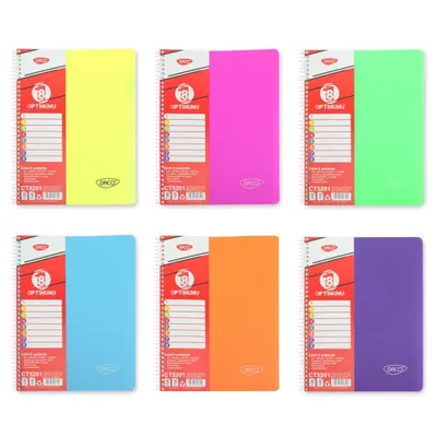Caiet cu spira A4, 240file, coperta plastic, 8 subiecte, Daco