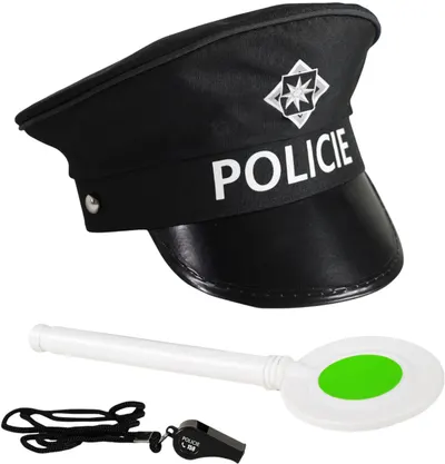 Decor de teatru Rappa - Polițist, cu pălărie neagră, baston și fluier