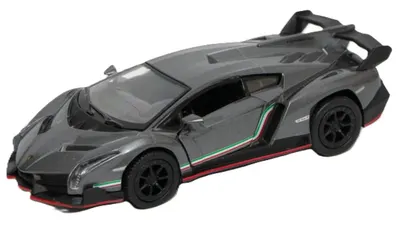Mașinuță metalică Kinsmart - Lamborghini Veneno, 1:36, grafit