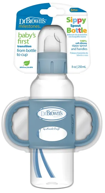 Biberon de tranziție Dr. Brown's - Narrow-Neck Options, 250 ml, albastru deschis