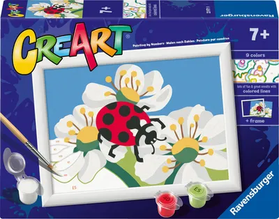 Set de pictură pe numere Ravensburger CreArt - Buburuză și flori