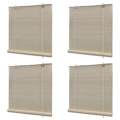 vidaXL Jaluzele din bambus natural tip rulou, 4 buc., 120 x 160 cm