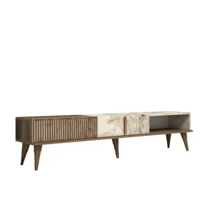 Comoda TV MILAN, nuc + alb, 180x35x40 cm