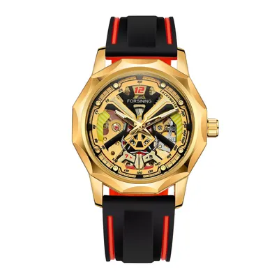 Ceas Bărbați Forsining 8284 Negru-Auriu Mecanic - Design Luxury, Funcții Multiple, Rezistent la Apă 3ATM
