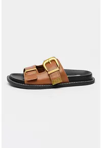 Papuci de piele Arch-E - Maro cognac