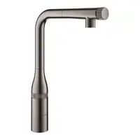 Baterie de bucatarie Essence Smartcontrol 31615A00, pipa inalta, tip L, dus extractabil, 2 functii, control push&turn, pivotanta, limitator, Hard graphite