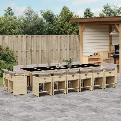 Gossi set mobilier gradina cu perne, 17 piese bej combinat poliratan
