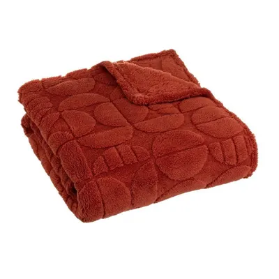 Pătură cărămizie din micropluș-cocolino 130x160 cm Mid Century – Casa Selección