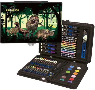Set de desenat Derform - Dinosaur, 71 piese