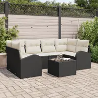 Gossi set de canapea pentru gradina cu pernute negru din ratan poly