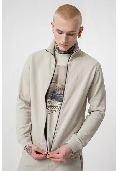 Bluza de trening cu fermoar si aplicatie logo discreta Zestart - Gri deschis