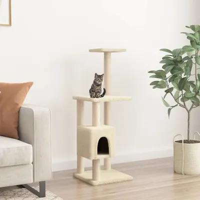 Gossi ansamblu pisici cu stalpi din funie de sisal, crem, 104 cm