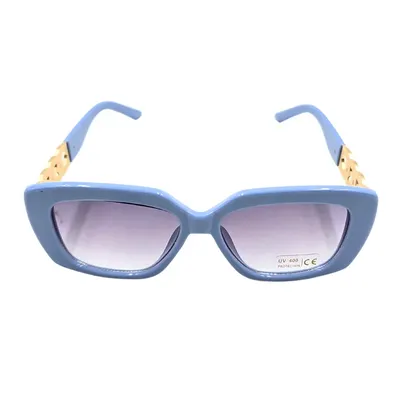 Ochelari de soare, damă, Tiara, albastru pastel lucios, formă geometrică, lentile fumurii, protecție UV 400