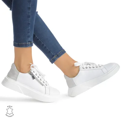 Pantofi Casual DAMA din PIELE Naturala CRL0940 CULOARE: ALB