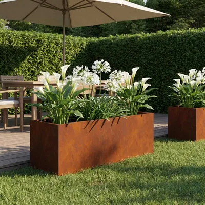 vidaXL Vază pentru Grădină Ruginit 60 x 20 x 20 cm