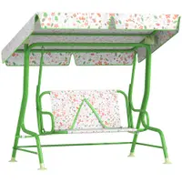 AIYAPLAY Leagăn pentru Copii cu Copertină Reglabilă și Centură de Siguranță, 120x112x75 cm, Verde | Aosom Romania