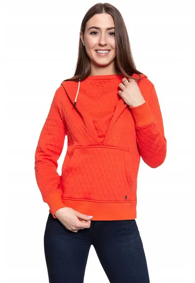 Hanorac Dama - Bella Waterfall - Marime S - Bumbac - Maneca Lunga - Regular Fit - Cu Gluga - High-Quality - Portocaliu
