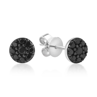 Cercei din aur alb cu diamante negre de 0.2ct