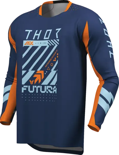 Tricou atv cross Thor Launchmode Futura, culoare bleumarin portocaliu, marime L
