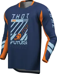 Tricou atv cross Thor Launchmode Futura, culoare bleumarin portocaliu, marime L