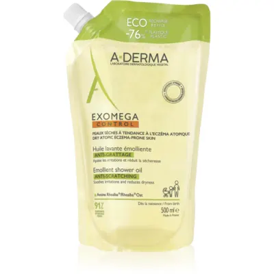 A-Derma Exomega Control Emollient Shower Oil ulei de duș emolient rezervă 500 ml