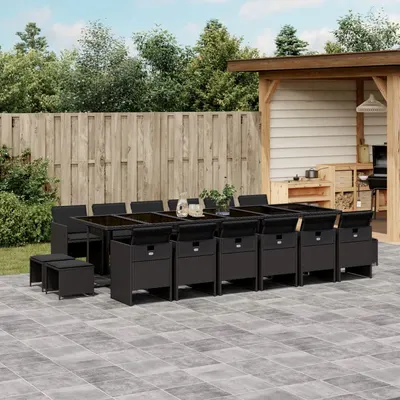 Gossi set mobilier de gradina cu perne, 17 piese, negru, poliratan