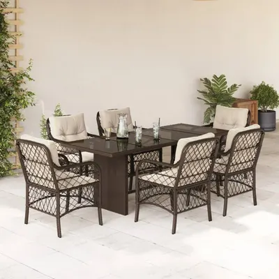Gossi set mobilier de gradina cu perne, 7 piese, maro, poliratan