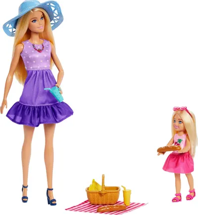 Set de joacă Barbie Family & Friends - Barbie Malibu & Chelsea, picnic