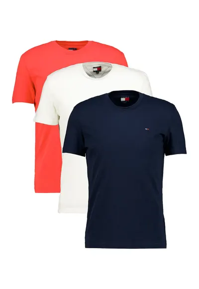 Set de tricouri slim fit - 3 piese - Rosu/Alb/Bleumarin