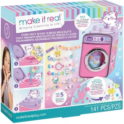 Trusă creativă Make it Real - Wash and Bead, Brățări DIY, 141 piese