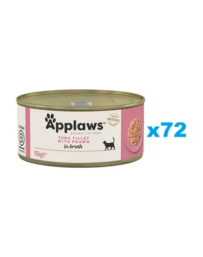 APPLAWS Cat Adult Tuna with Prawn in Broth ton si crevete in sos 72x156 g hrana pisica