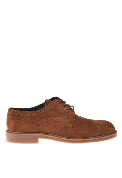 Pantofi Brogue uni de piele intoarsa - Caramel