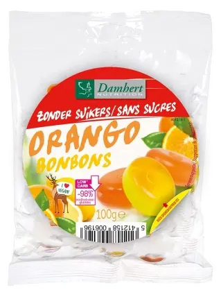 Bomboane fructate de supt Damhert - fără zahăr, 75 g