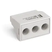 PUSH WIRE® connector for junction boxes; for solid and stranded conductors; for Ex applications; max. 2.5 mm²; 3-conductor; light gray housing; light gray cover; Surrounding air temperature: max 60°C; 6,00 mm²