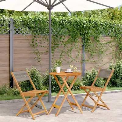 Gossi set mobilier bistro, 3 piese, gri, polipropilena si lemn masiv
