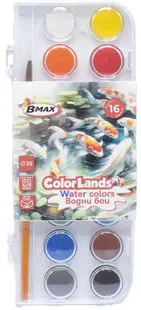 Acuarele B-Max Color Lands - 16 culori , cu o pensulă