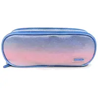 Penar tip etui, 2 fermoare, 21x5.5x8cm, albastru-roz pastel, 78413, Ecada