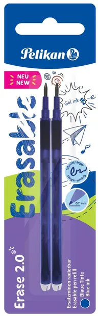 Rezerve pentru pix Pelikan Erase 2.0 - Cerneală albastră, 2 buc