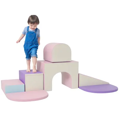 HOMCOM, 7 PCS module motricitate bebeluși, parcurs motricitate din spumă EPE, pentru copii preșcolari, multicolor | Aosom Romania
