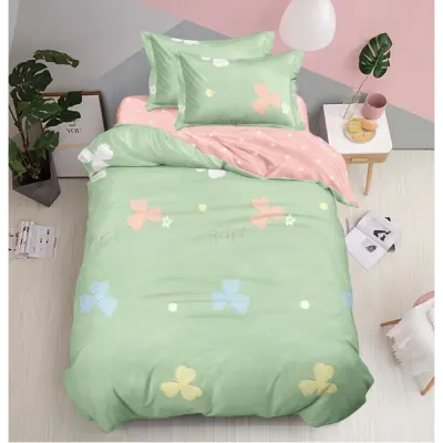 Lenjerie pat 1 PERSOANA, FINET, 4 piese, Verde, Trifoi
