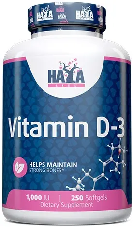 Vitamin D3, 1000 IU, 250 capsule, Haya Labs