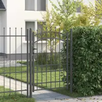 vidaXL Poartă de gard cu țepi EMMEN 170 x 100 cm Gri Blocat