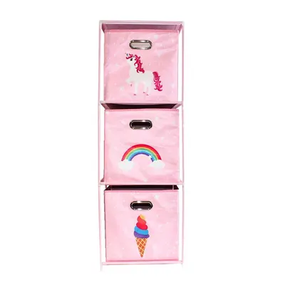Dulap modular 3 rafturi și 3 cutii depozitare Unicorn