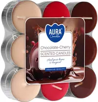 Lumânări parfumate de ceai Bispol Aura - Chocolate-Cherry, 18 bucăți