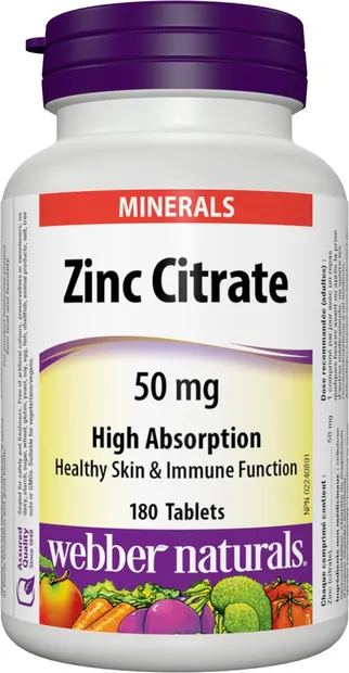 Zinc Citrate, 50 mg, 180 tablete, Webber Naturals