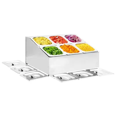 vidaXL Recipient Gastronorm cu 6 secțiuni GN 1/6 oțel inoxidabil