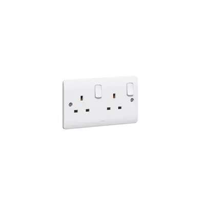 doi poli priza Synergy - 2 module - 13 A 250 V~ - alb