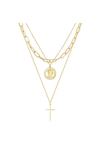Set de coliere placate cu aur de 14K si decorate cu talismane - Auriu