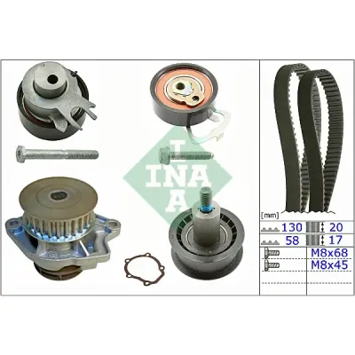 Set pompa apa+curea dintata INA 530 0538 30